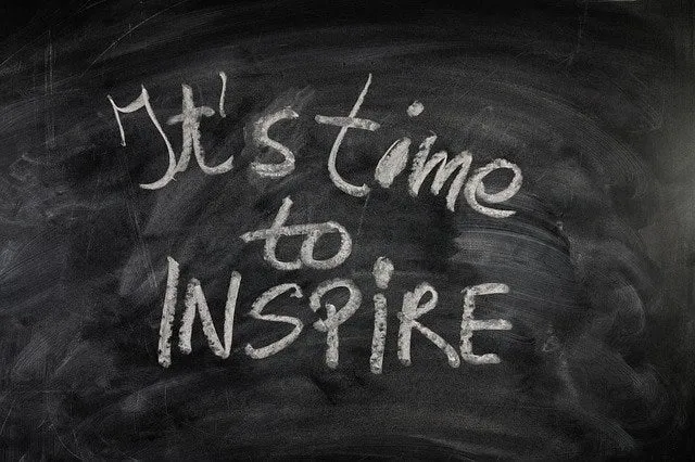 A chalkboard reading “It’s time to INSPIRE”.
